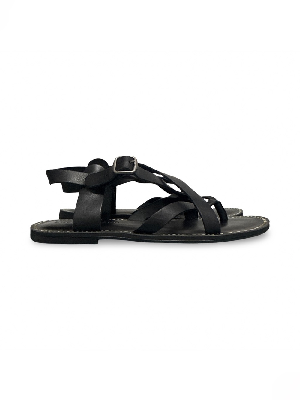 Lucky Brand Black Leather Cross-Strap Sandals Women’s 7